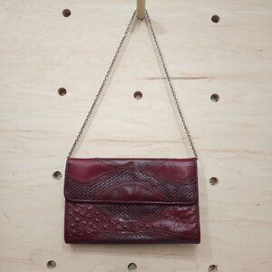 Vintage Leather Purse Handbag With Chain Handle.